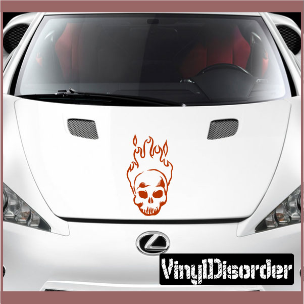 Flaming Skull Car Sticker